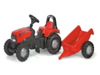 Rolly kid Case ride on pedal tractor & trailer
