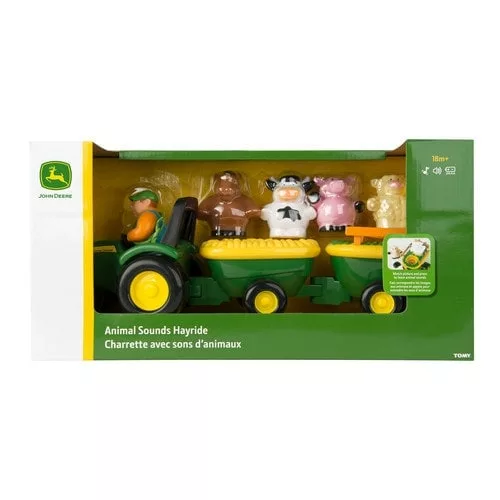 John Deere tractor & trailer toy set for toddlers complete with farm animals