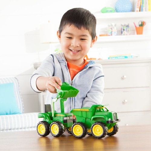 John Deere tractor & dumper truck toy farm set