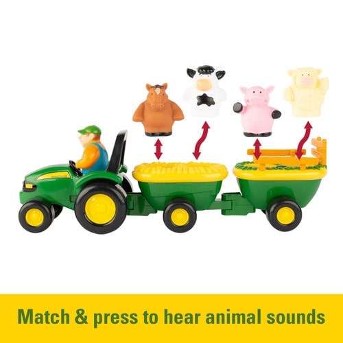 JOhn Deere tractor & trailer farm animal set for toddlers