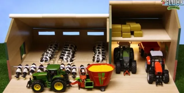 Wooden toy farm shed