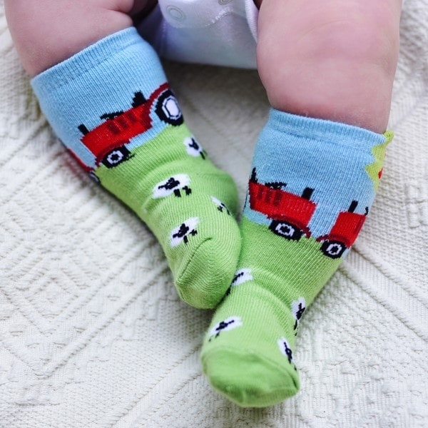 POwell craft tractor socks for baby and toddler