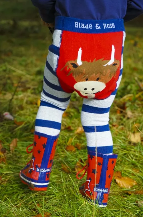 Blade and rose Highland cow bum leggings for babies and toddlers