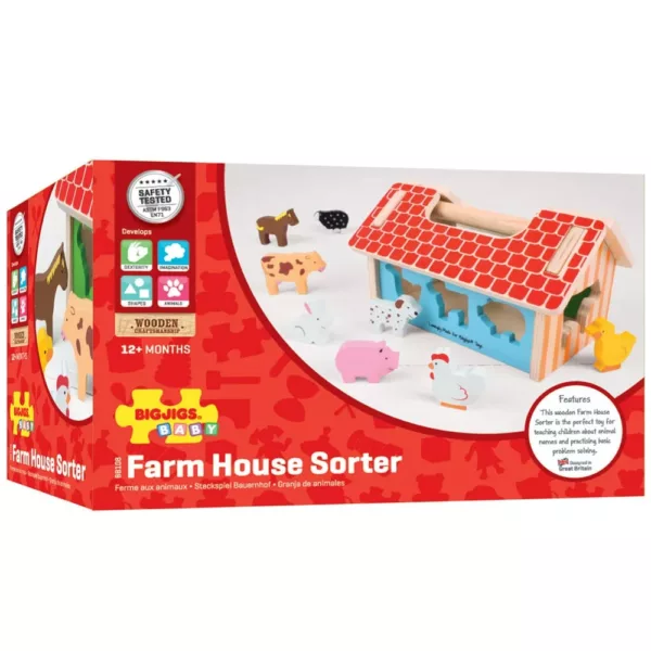 Wooden farm house shape sorter by Bigjigs Toys