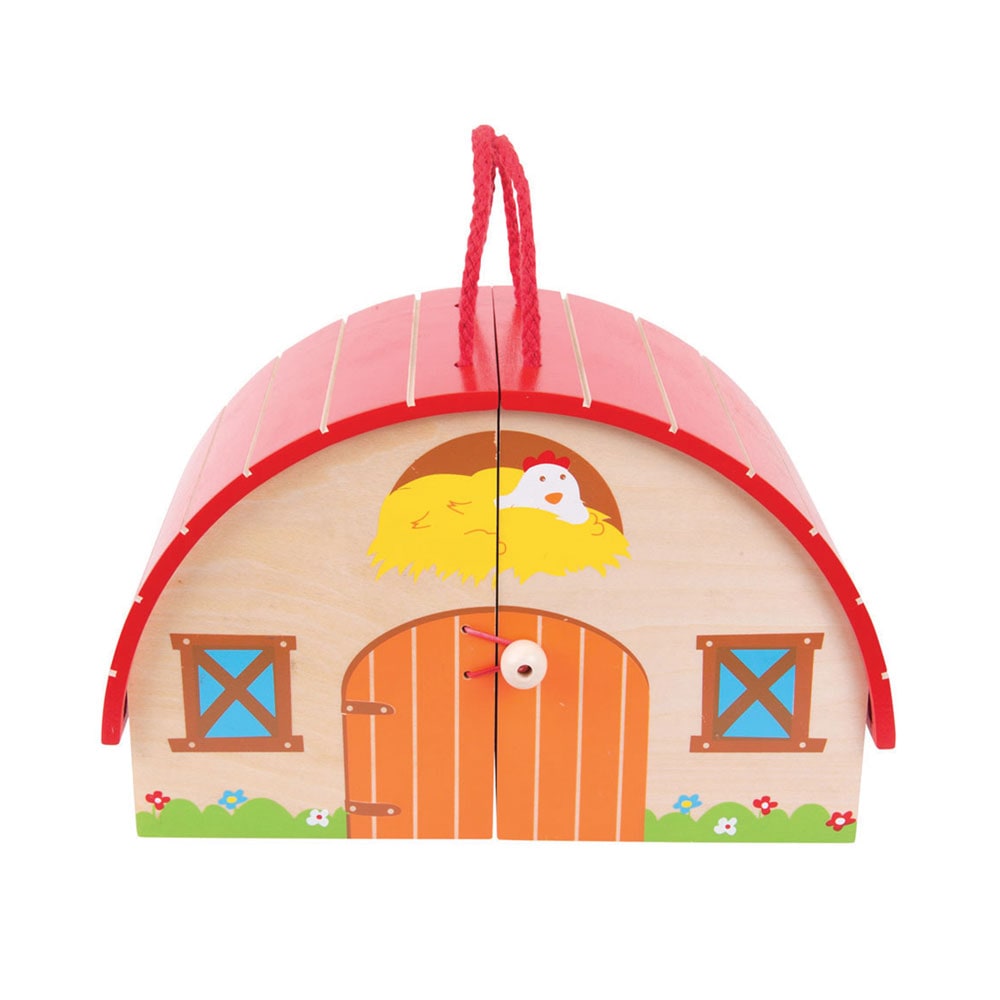 Bigjigs Toys Mini Farm Playset, wooden farm yard 16 piece