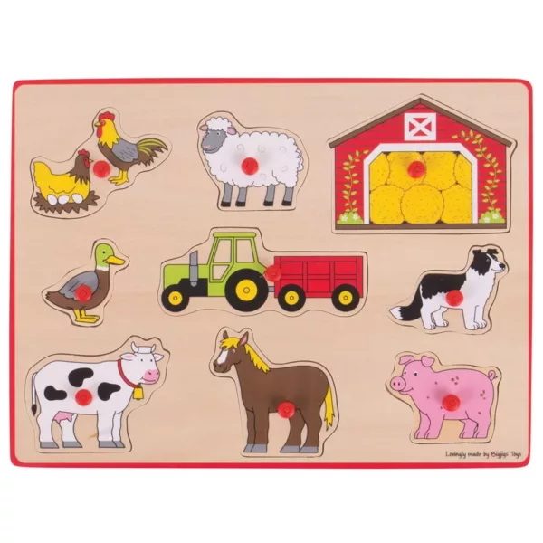 Farm themed childrens lift out puzzle by Bigjigs toys