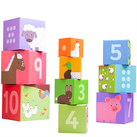 Farm animal stacking cubes for toddlers by bigjigs toys