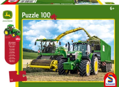 John deere forage harvester jigsaw puzzle for kids with siku tractor toy