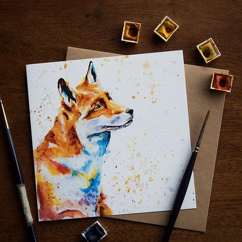 Fox birthday card by artist Steph Burch