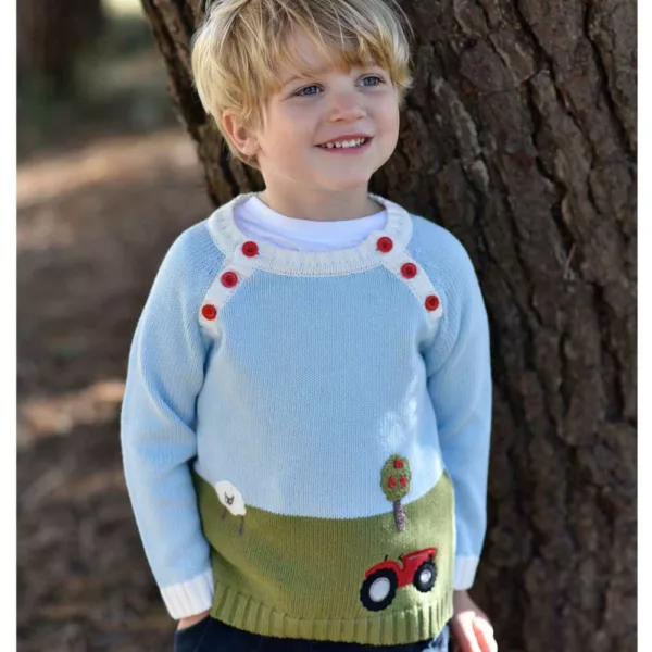knitted farm jumper for children