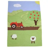 Tractor bedding, farm bed quilt with sheep and tractor quilt