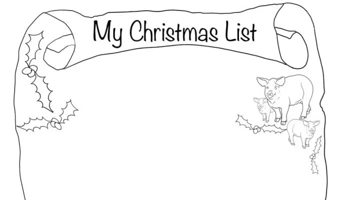FArm christmas list colour ing activity sheets free download