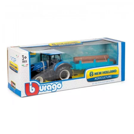 Bburago log trailer and new holland toy tractor