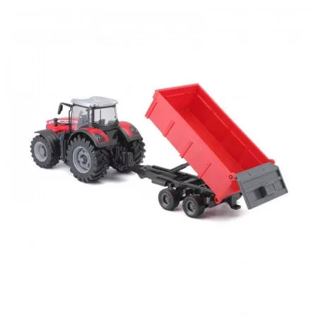 Bburago red tractor and trailer set