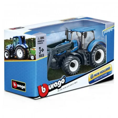 New Holland with loader toy tractor for kids - blue - Bburago