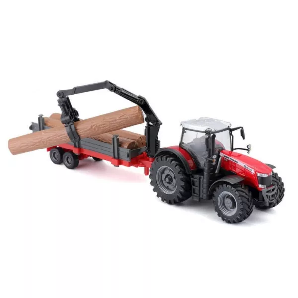 red tractor toy with logs