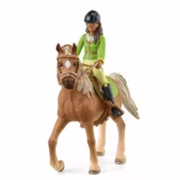 Realistic toy horse figure with female rider
