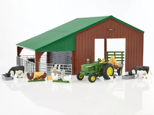 Toy farm shed and tractor set