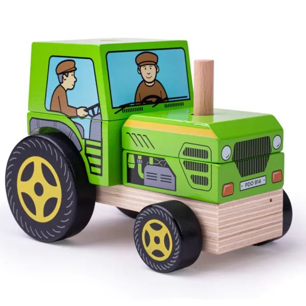 Stacking tractor kids wooden toy