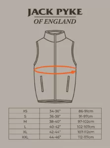 Ladies Gilet size guide